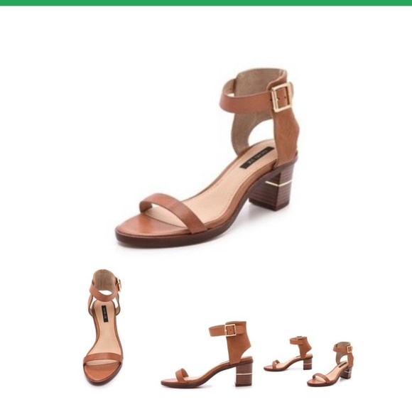 Rachel Zoe Colbie Leather Ankle Strap Block Heel Sandals - Picture 3 of 9